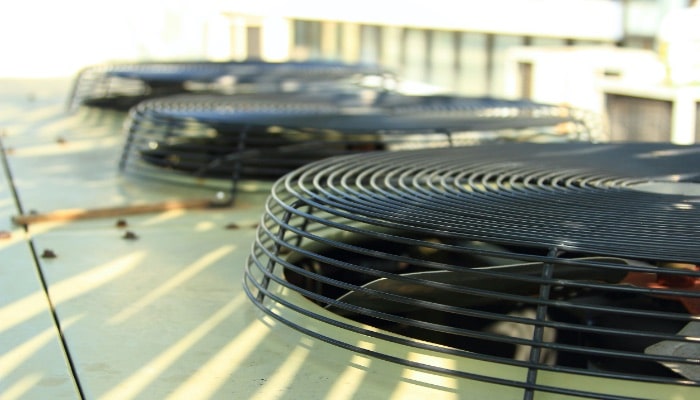 Air Conditioning System Assembled On Top Of A Building