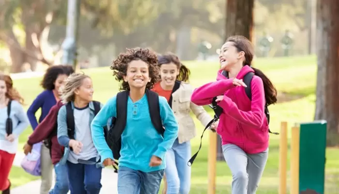 happy children on trail